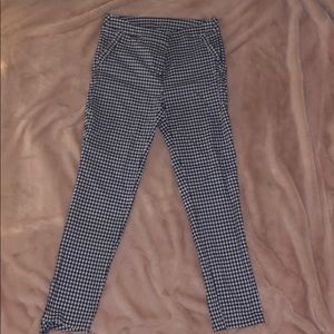Gingham pattern pants white and blue